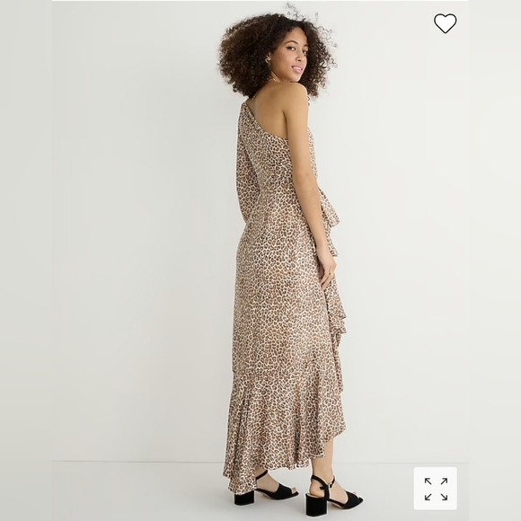 NWT J. Crew One-shoulder ruffle-hem dress in leopard, size 2 - Picture 3 of 9
